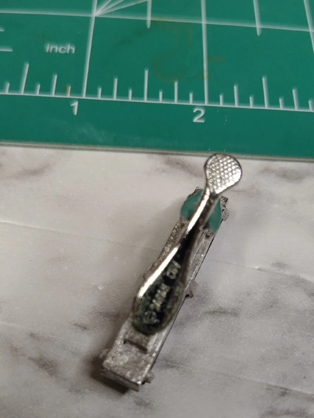 Silver-Tone Black Faceted Bar Tie Clip